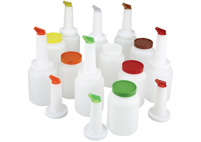 Liquor/Juice Pour Bottle Set, 12 per Case, 2 of Each Color